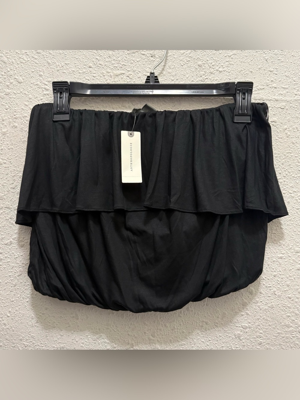 Anthropologie Black Strapless Crop Top NWT XS